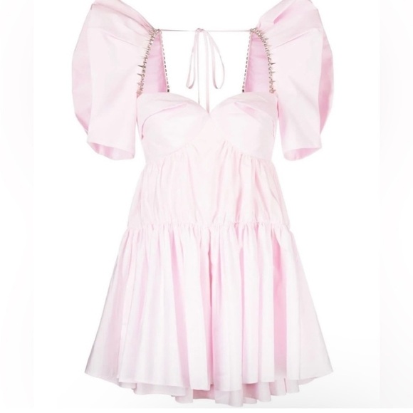 AREA Crystal Trim Poplin Mini Dress size 4 - Picture 4 of 12